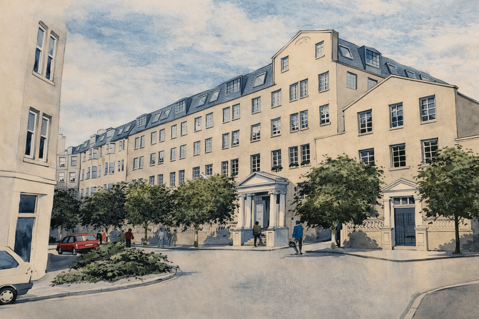James Square exterior in the 1980s
