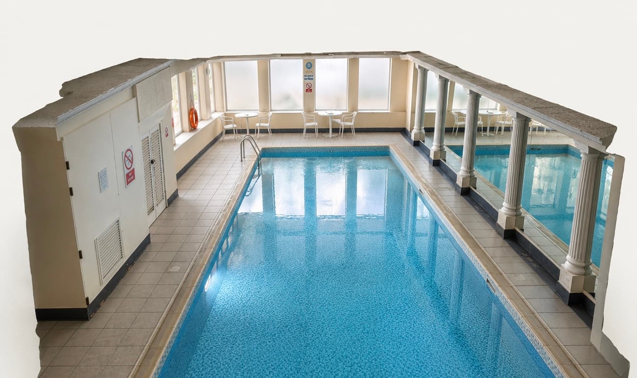 3D scan preview of the pool area facing south