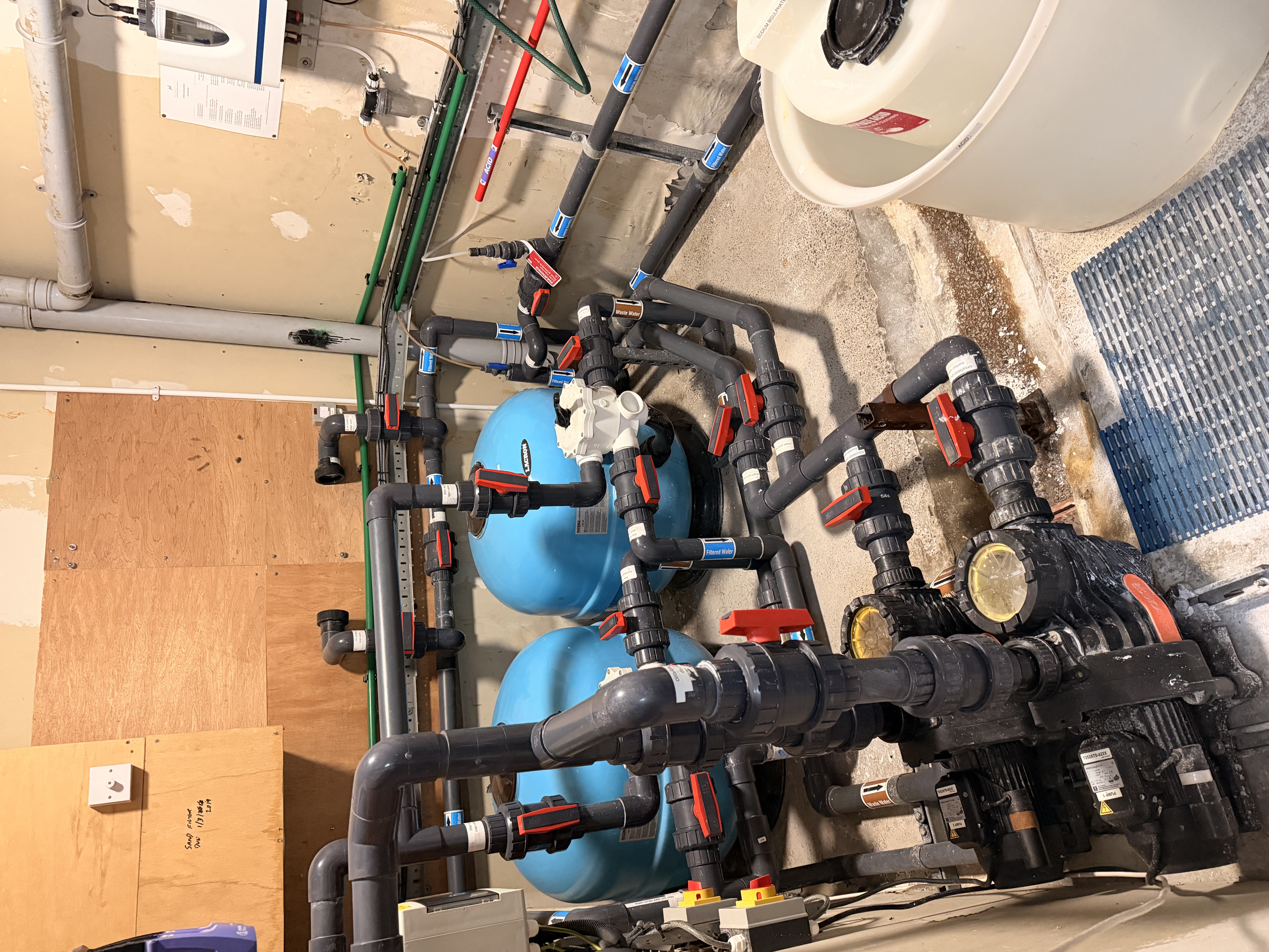 Preview photo of the pool plant room filters, pipes and equipment